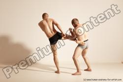 Underwear Martial art Man - Man White Moving poses Slim Short Blond Dynamic poses Academic